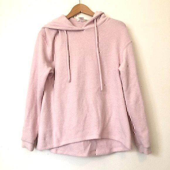 EVERLEIGH Cozy Hoodie Light Baby Pink Brushed French Terry Sweatshirt Small S - Picture 2 of 11